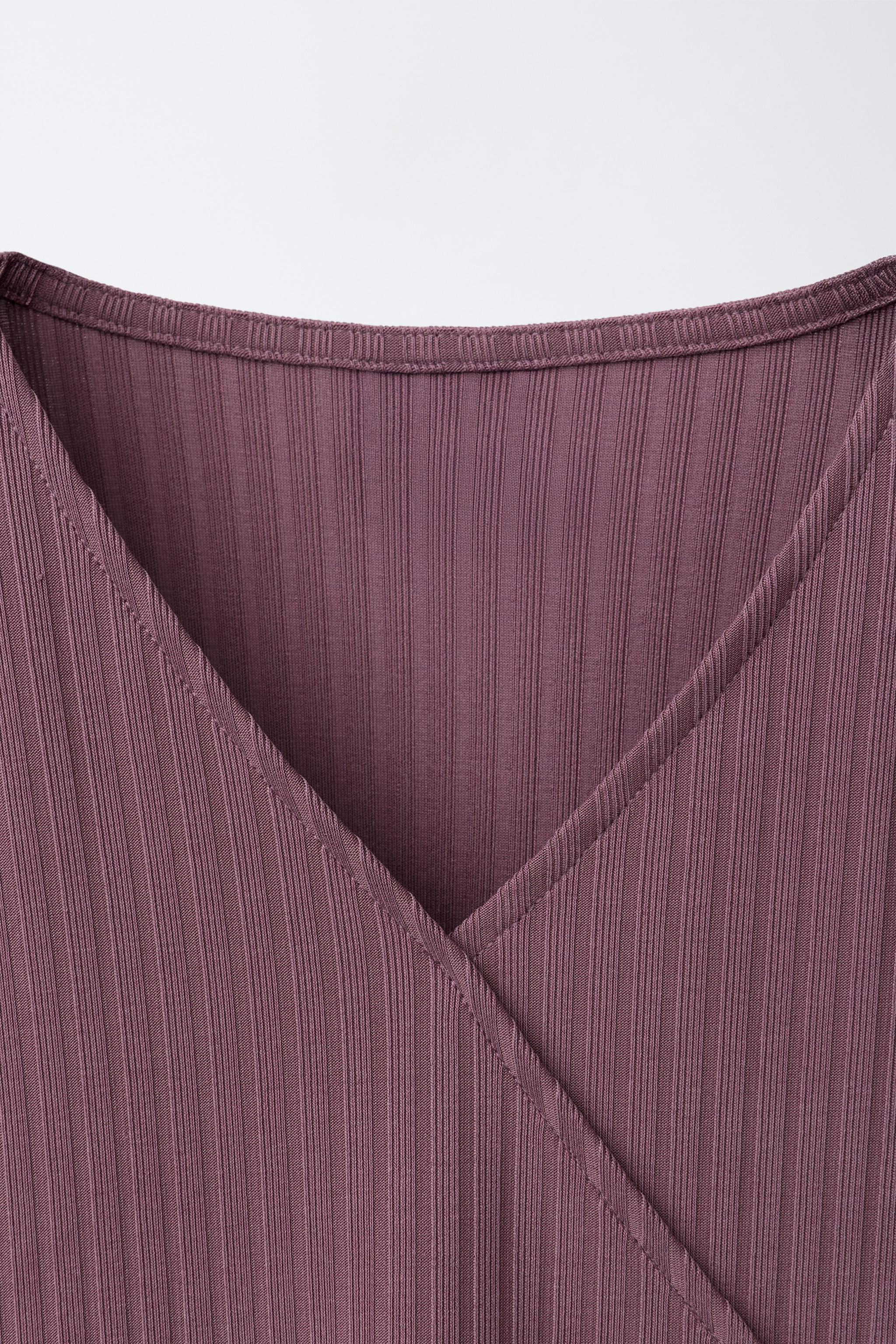 RIBBED WRAP BALLET TOP
